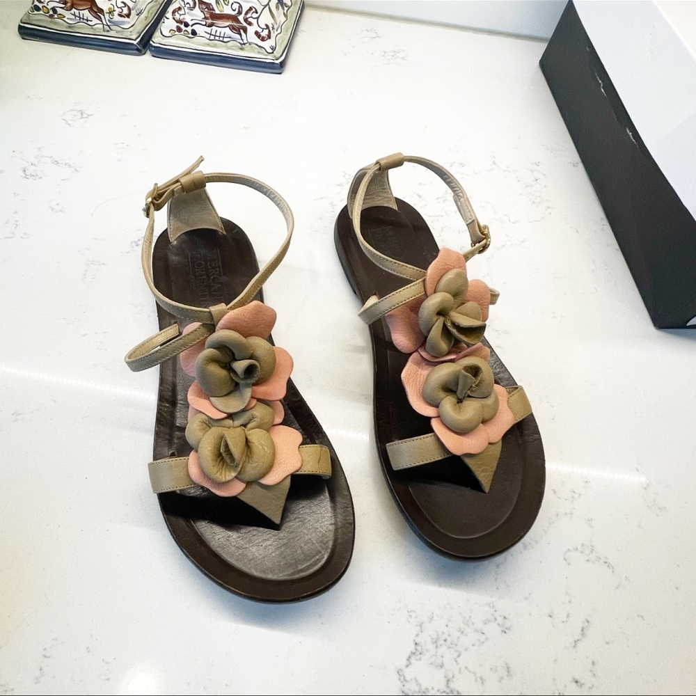 Mercanti Fiorentini Leather Blossom Sandals